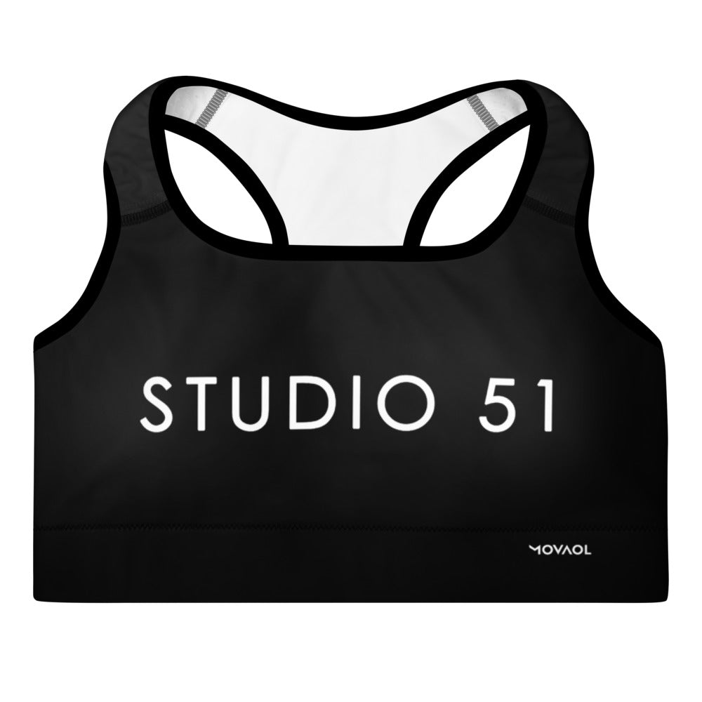 Studio 51 Padded Sports Bra Nero con Scritta bianca