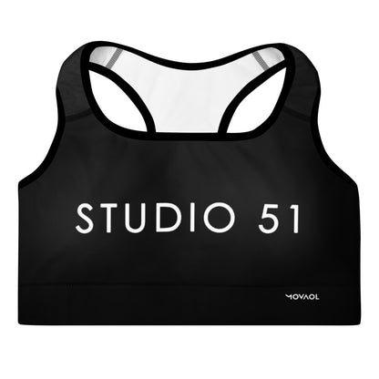 Studio 51 Padded Sports Bra Nero con Scritta bianca